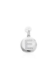 Charm lettera E in argento rodiato con zirconi per Donna