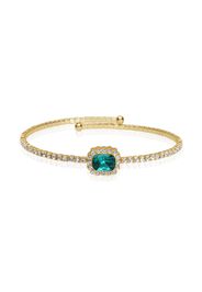 Bangle in acciaio dorato e strass con gemma verde per Donna