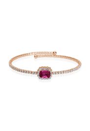 Bangle in metallo rosato e strass con gemma fucsia per Donna