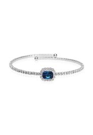 Bangle in metallo rodiato e strass con gemma blu per Donna