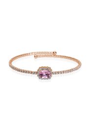 Bangle in acciaio rosato e strass con gemma rosa per Donna