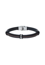 Bracciale in caucciu con inserto in pelle marrone per Uomo