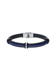 Bracciale in caucciu con inserto in pelle blu per Uomo