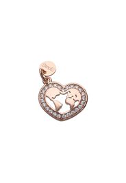 Charm cuore con mondo in argento rosato e zirconi per Donna