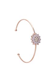 Bangle in acciaio rosato con fiore rosa con strass per Donna