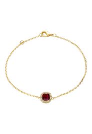 Bracciale placcato oro con pietra rossa e zirconi per Donna