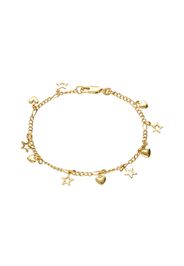 Bracciale placcato oro con cuori e stelle pendenti per Donna