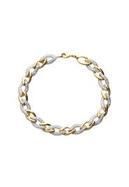 Bracciale placcato oro bicolore intrecciato con zirconi per Donna