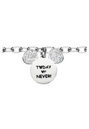 Bracciale 'TODAY or NEVER!' in acciaio con Topolino con strass per Donna