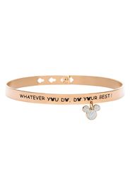 Bangle 'WHATEVER YOU DO, DO YOUR BEST!' in acciaio rosato con Topolino con strass per Donna