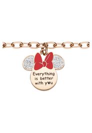 Bracciale 'Everything is better with you' in acciaio rosato con Minni con strass per Donna