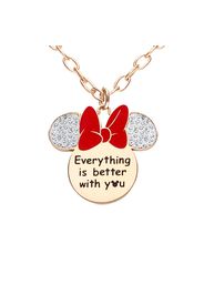 Girocollo 'Everything is better with you' in acciaio rosato con Minni con strass per Donna