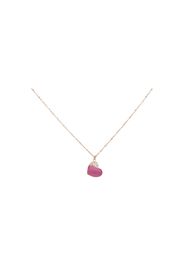 Collana in acciaio rosato con cuore pendente fucsia con strass per Donna