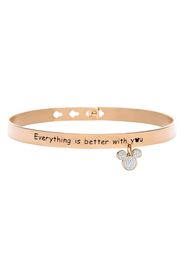 Bracciale rigido in acciaio rosato 'Everything is better with you' con Topolino con strass per Donna