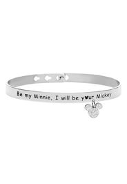 Bracciale rigido in acciaio 'Be my Minnie. I will be your Mickey' con Topolino con strass per Donna