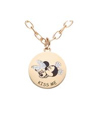 Collana in acciaio rosato 'KISS ME' con Minni e Topolino con strass per Donna