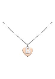 Girocollo lettera B in argento con cuore rosato per Donna