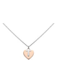 Girocollo lettera T in argento con cuore rosato per Donna