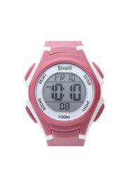 Orologio multifunzione con cinturino in silicone rosa scuro cassa in acciaio per Donna