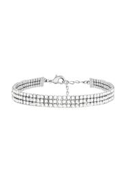 Bracciale multifilo in metallo rodiato con strass per Donna