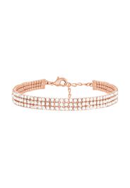 Bracciale multifilo in metallo rosato con strass per Donna