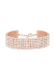 Bracciale multifilo largo in metallo rosato con strass per Donna