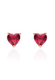 Orecchini a lobo in argento rosato con zircone fucsia forma cuore per Donna