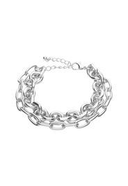 Bracciale in acciaio multicatena a maglie larghe per Donna