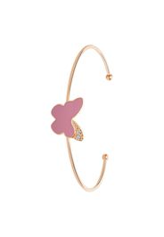 Bracciale rigido in acciaio rosato con farfalla rosa con strass per Donna