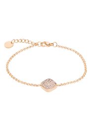 Bracciale in acciaio rosato con ciondolo forma rombo e strass per Donna