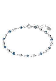 Bracciale in argento rodiato con boules e pietre blu per Donna