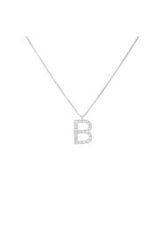 Collana in oro bianco con lettera B e diamanti 0,095 ct per Donna