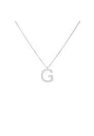 Collana in oro bianco con lettera G e diamanti 0,07 ct per Donna