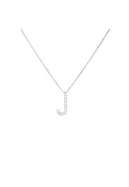 Collana in oro bianco con lettera J e diamanti 0,045 ct per Donna