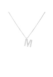 Collana in oro bianco con lettera M e diamanti 0,115 ct per Donna