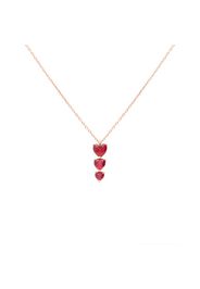 Collana in acciaio rosato con trilogy zirconi rossi forma cuore per Donna