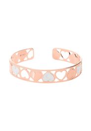 Bracciale rigido small in bronzo rosato con cuori bicolore per Donna