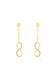 Orecchini Infinito pendenti in oro giallo e zirconi per Donna