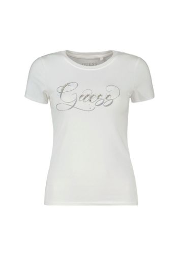 T-Shirt Logo Strass Corsivo Donna