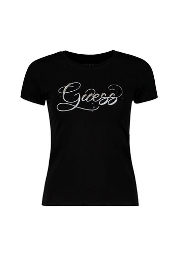 T-Shirt Logo Strass Corsivo Donna