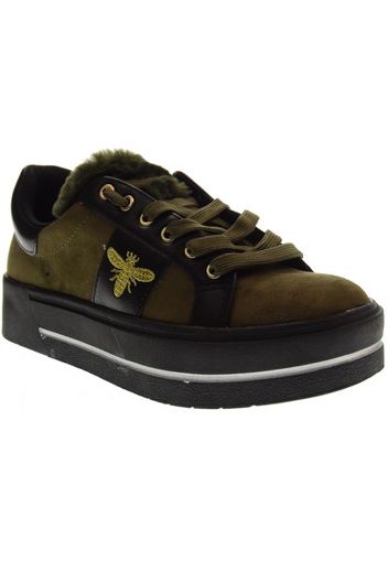 scarpe donna sneakers basse platform 41577 kaki