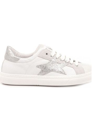 Sneakers Bambina Pelle Bianco-Argento 3744