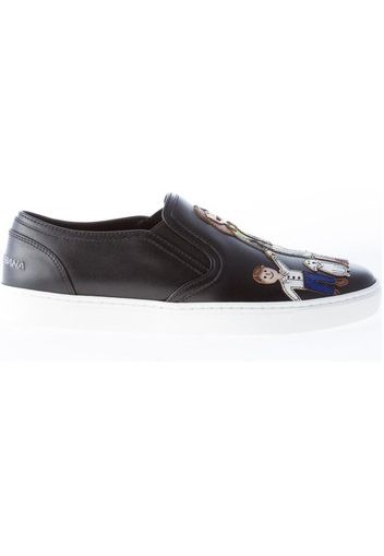 Donna slip on Family Patch in pelle NERO