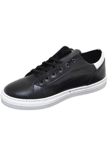 Sneakers bassa uomo calzature art:2384 vera pelle bicolore nero