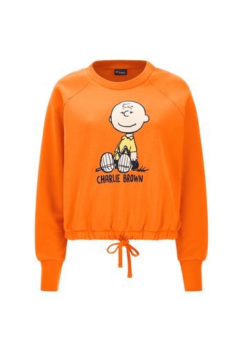 Felpa corta con coulisse in vita e stampa Charlie Brown