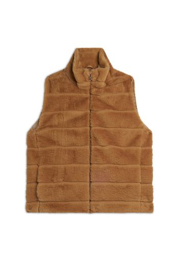 Gilet donna zip e collo alto in Pelliccia Sintetica rigata