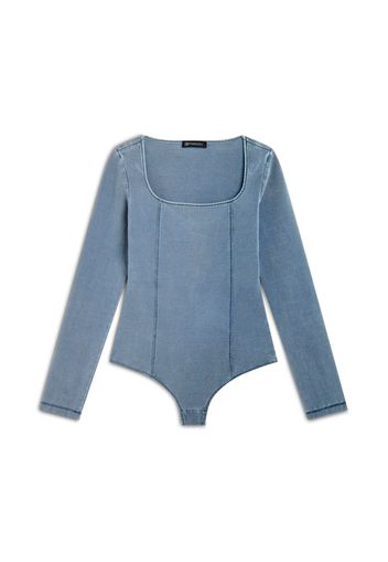 Body scollo quadrato in jersey effetto denim