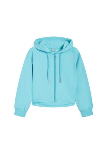 Felpa maniche raglan da bambina con zip e cappuccio