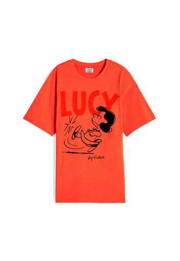 T-shirt donna oversize in jersey con grafica Peanuts