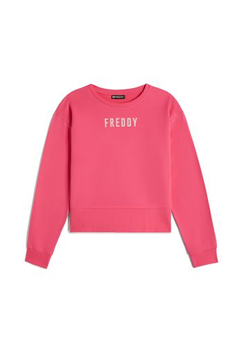 Felpa corta da donna in french terry con logo effetto satin